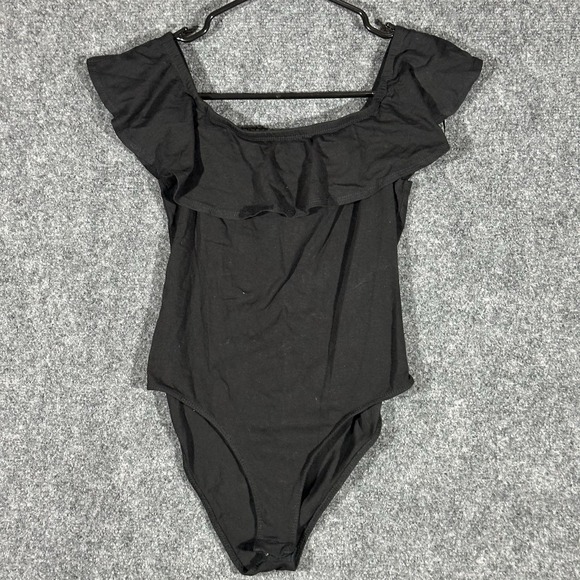 Ambiiance Brand Tank ruffled off‎ the shoulded body Suit Size M - Picture 1 of 11